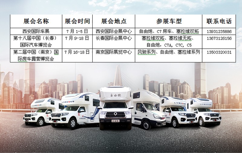 七月，這么多城市都能看房車(chē)